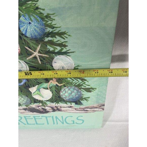 Coastal Christmas Wall Art "Seas and Greetings" Beach Tree Sign 18x12 Picture - Picture 9 of 9